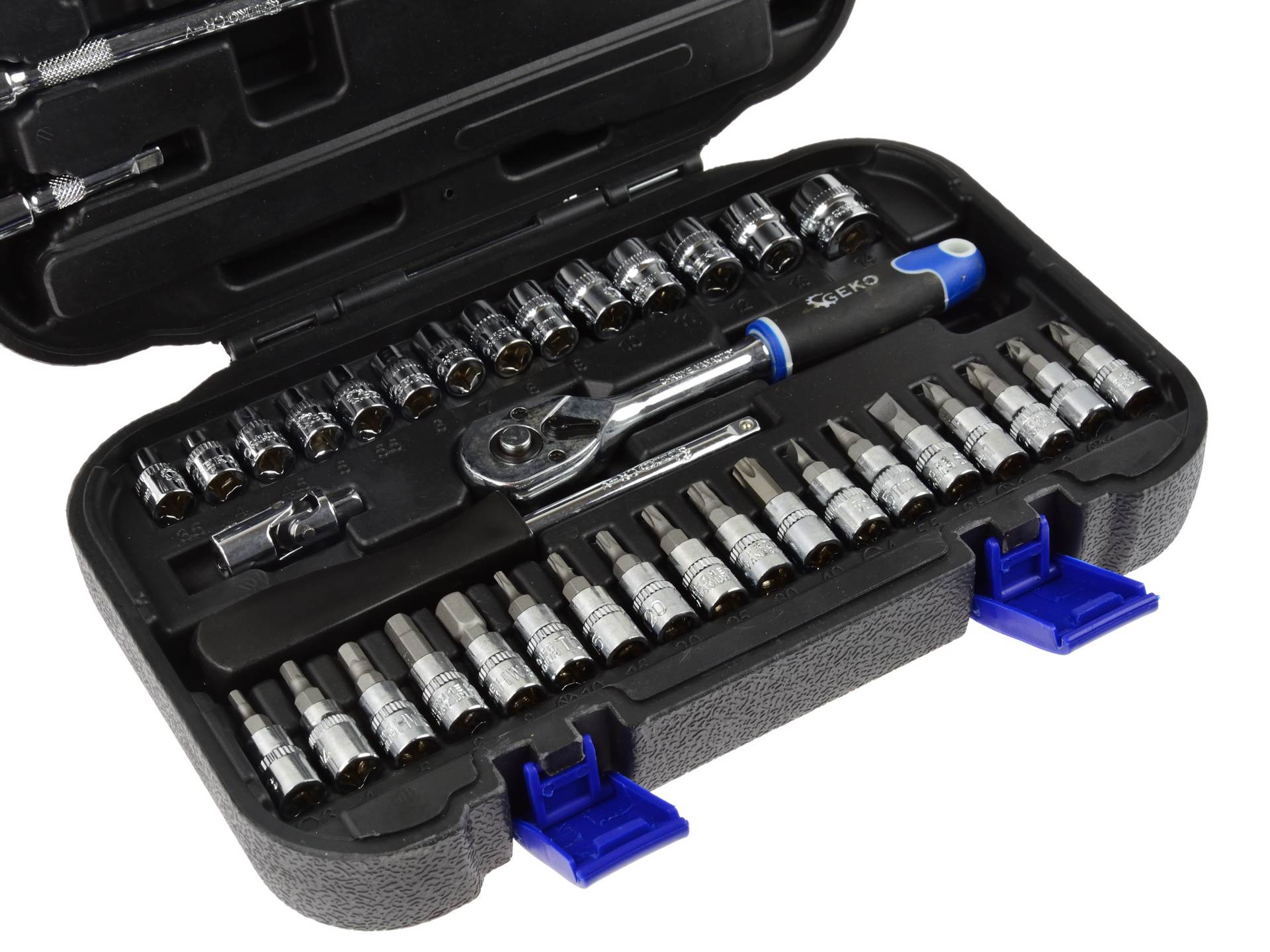 GEKO G10152 Gola sada 38ks 1/4" klíče, nástrčné hlavice, bity, ráčna