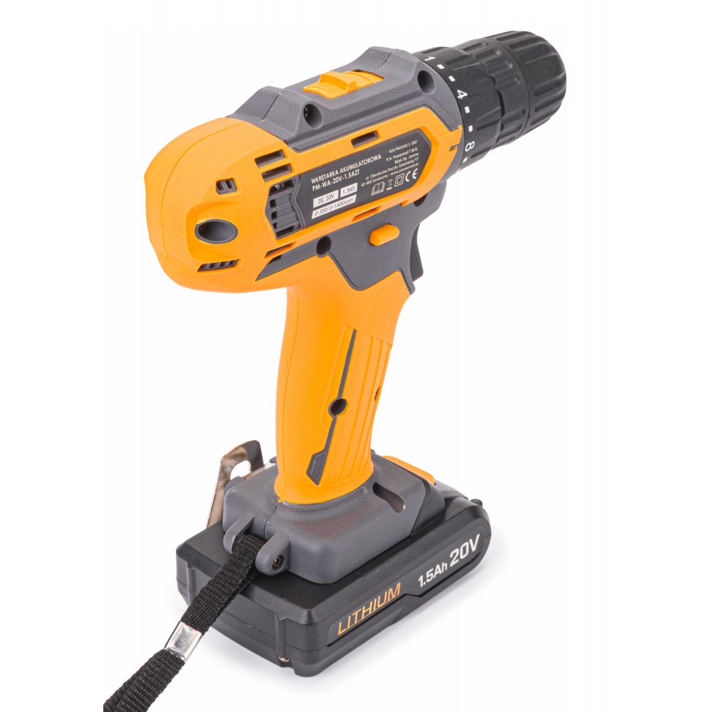 POWERMAT PM-WA-20V-1.5AZT Aku 20V vrtací šroubovák vrtačka + nabíječka sada 28ks