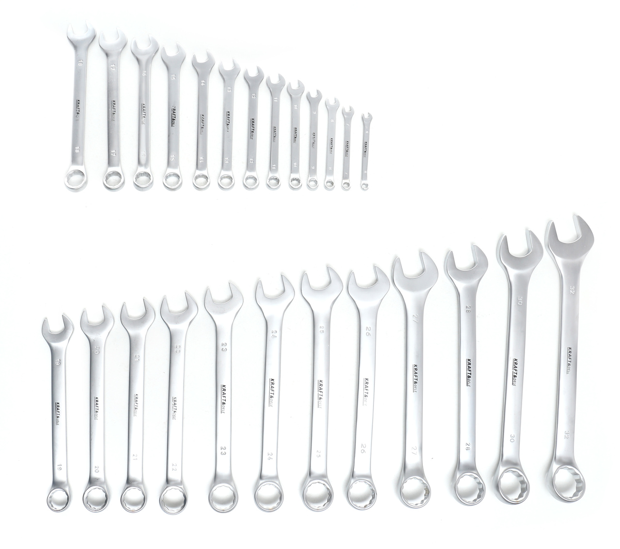 KRAFT&DELE KD10930 Sada klíčů oboustranné očkové vidlicové ploché klíče 25ks 6-32mm, klíče