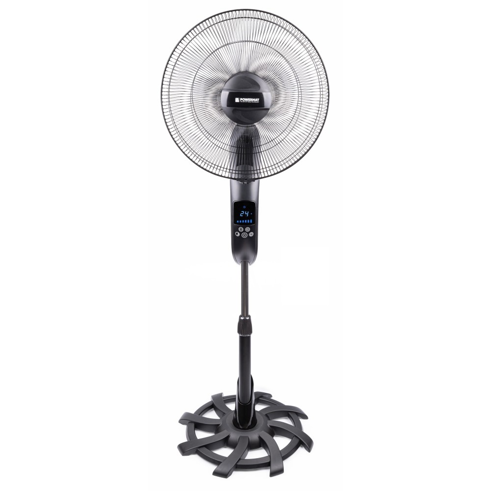 POWERMAT ST-5 Podlahový stojanový ventilátor 135cm 80W větrák modrý LCD