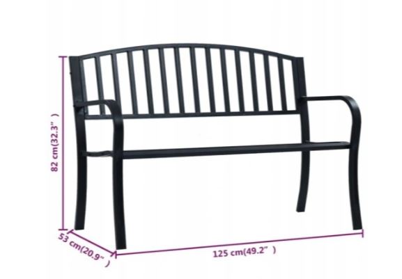 Ocelová zahradní lavička lavice 125x53x82 cm