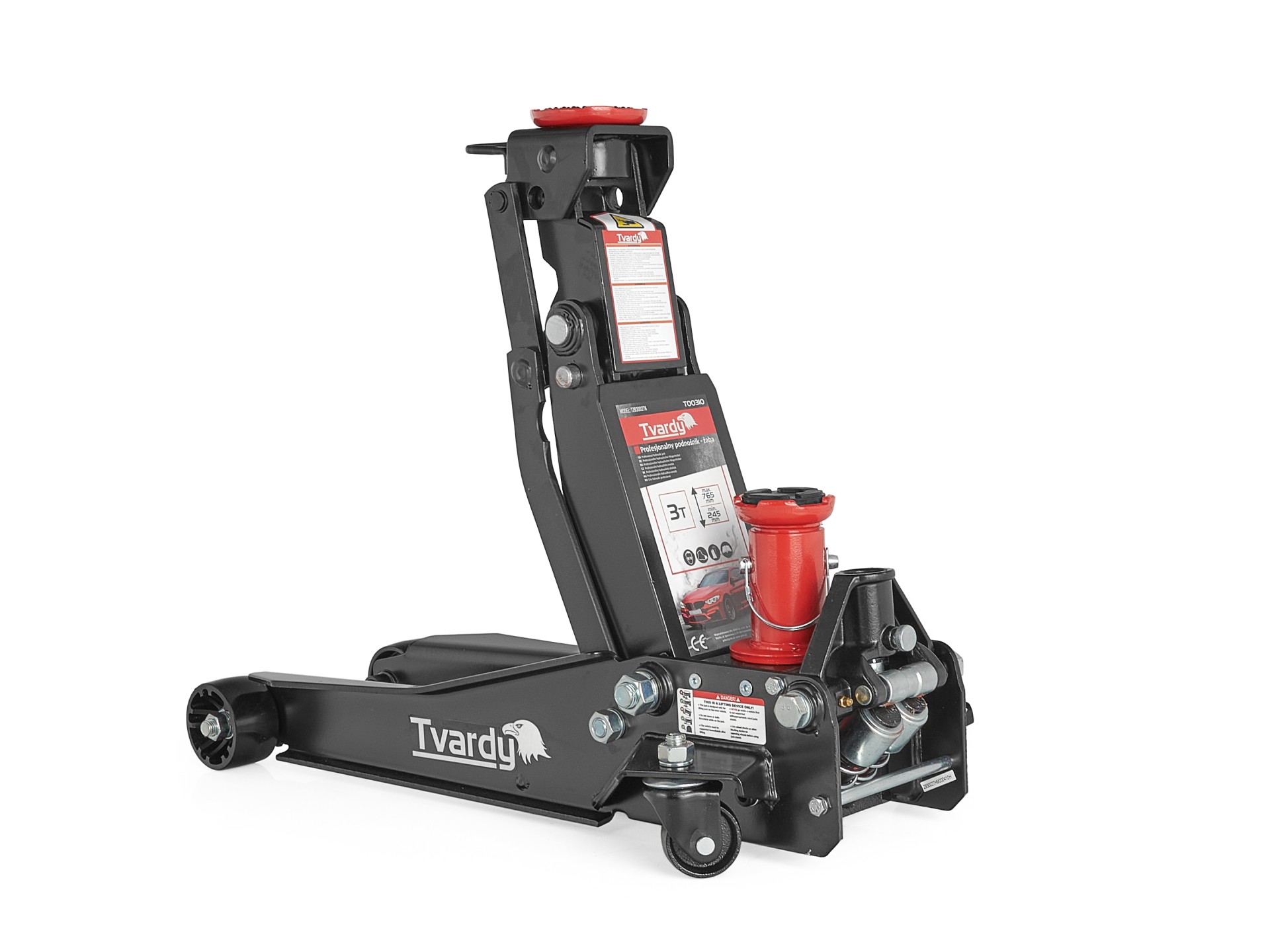 Tvardy T00310 Nízkoprofilový hydraulický zvedák 3T hever pod auto 9,8-77cm PROFI