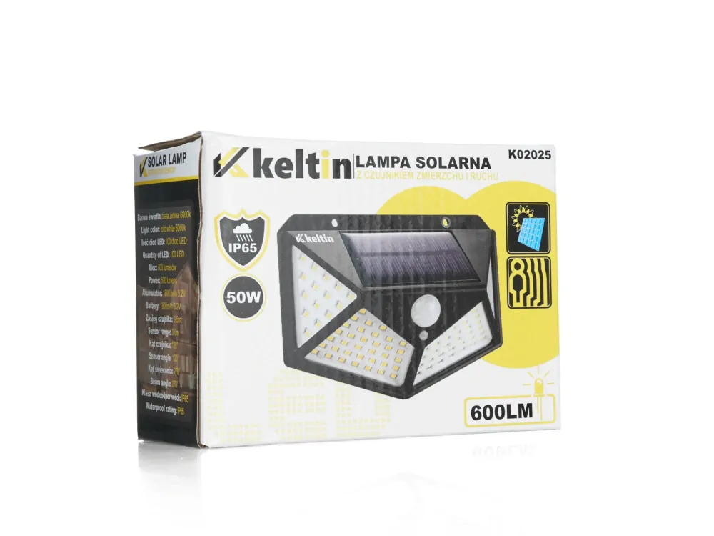 GEKO K02025 Solární lampa se soumrakovým a pohybovým senzorem 50W (100LED reflektor)