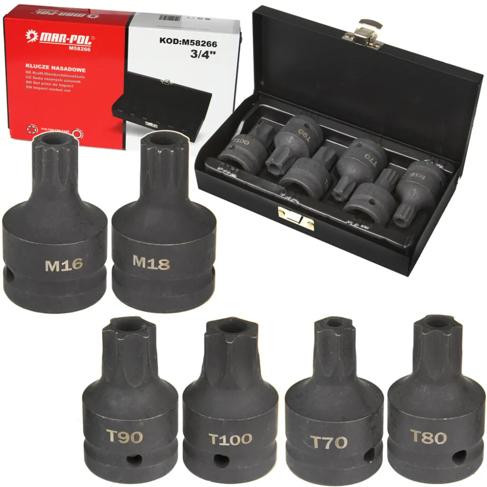 MAR-POL M58266 Nástrčné klíče a bity 3/4" torx + spline