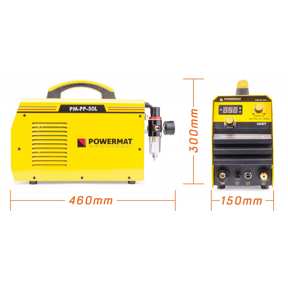 Powermat PM-PP-50L Plazmová řezačka 50A redukční ventil s manometrem IGBT