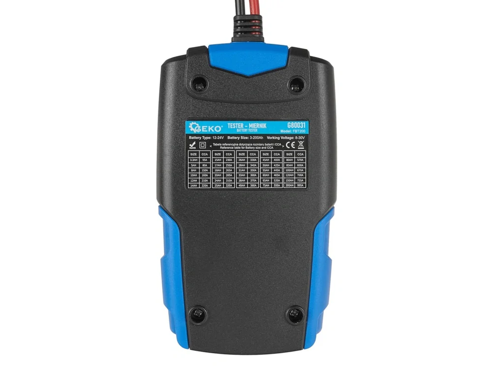 GEKO G80031 Tester měřič voltmetr, 12 / 24V 3Ah-200Ah tester baterií akumulátorů LCD