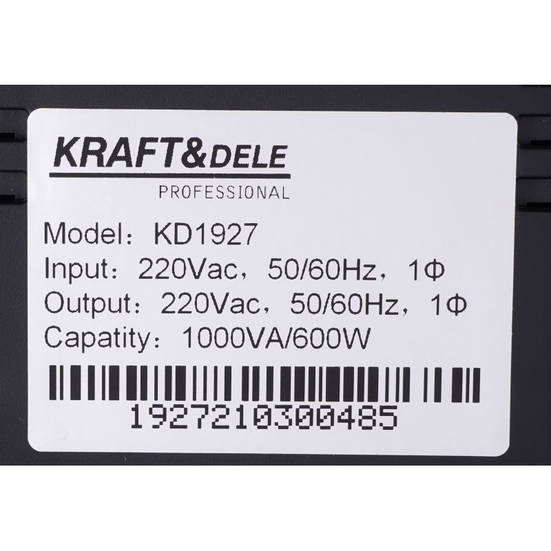 KRAFT&DELE KD1927 Záložní zdroj UPS s LCD 600W 1000VA pro PC, servery, ochrana