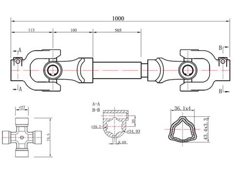 GEKO G72301 Kloubový kardanový hřídel s krytem s trubkou 1000mm