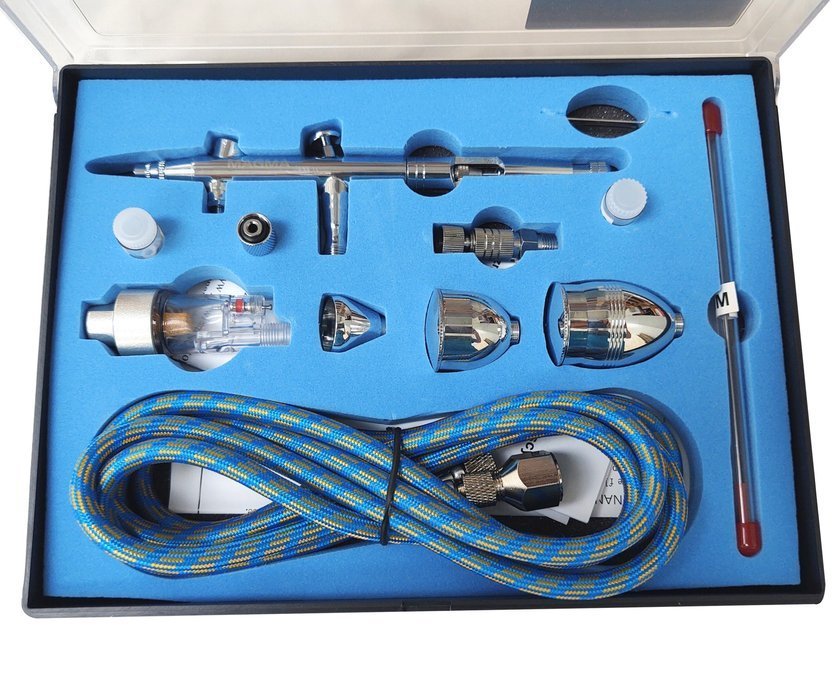 MAGMA TG-186K Airbrush stříkací pistole sada na malování 3 trysky + hadice