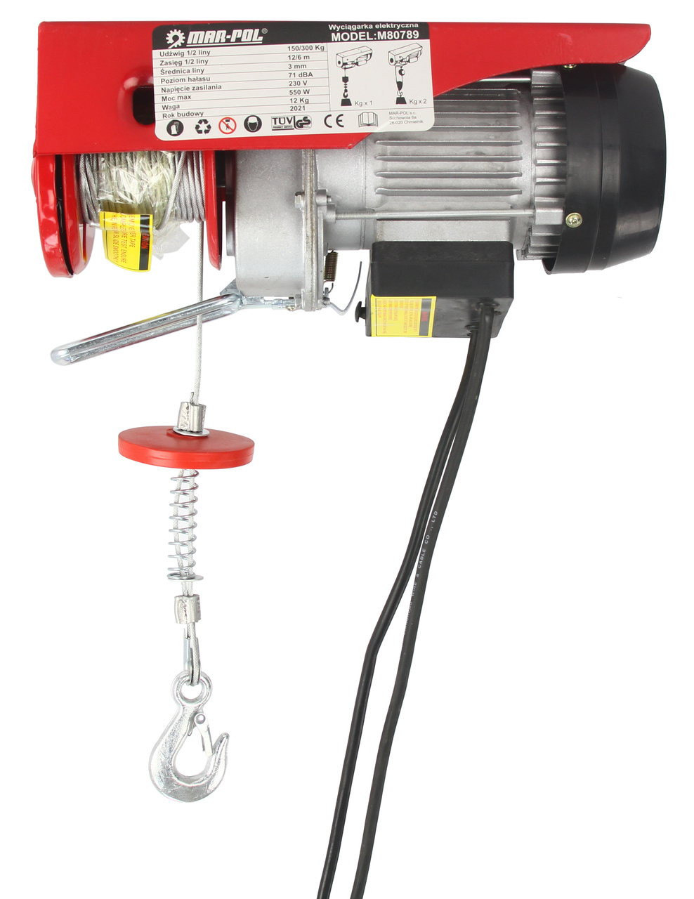 MAR-POL M80789 Elektrický lanový navijak 150/300kg 230V 550W