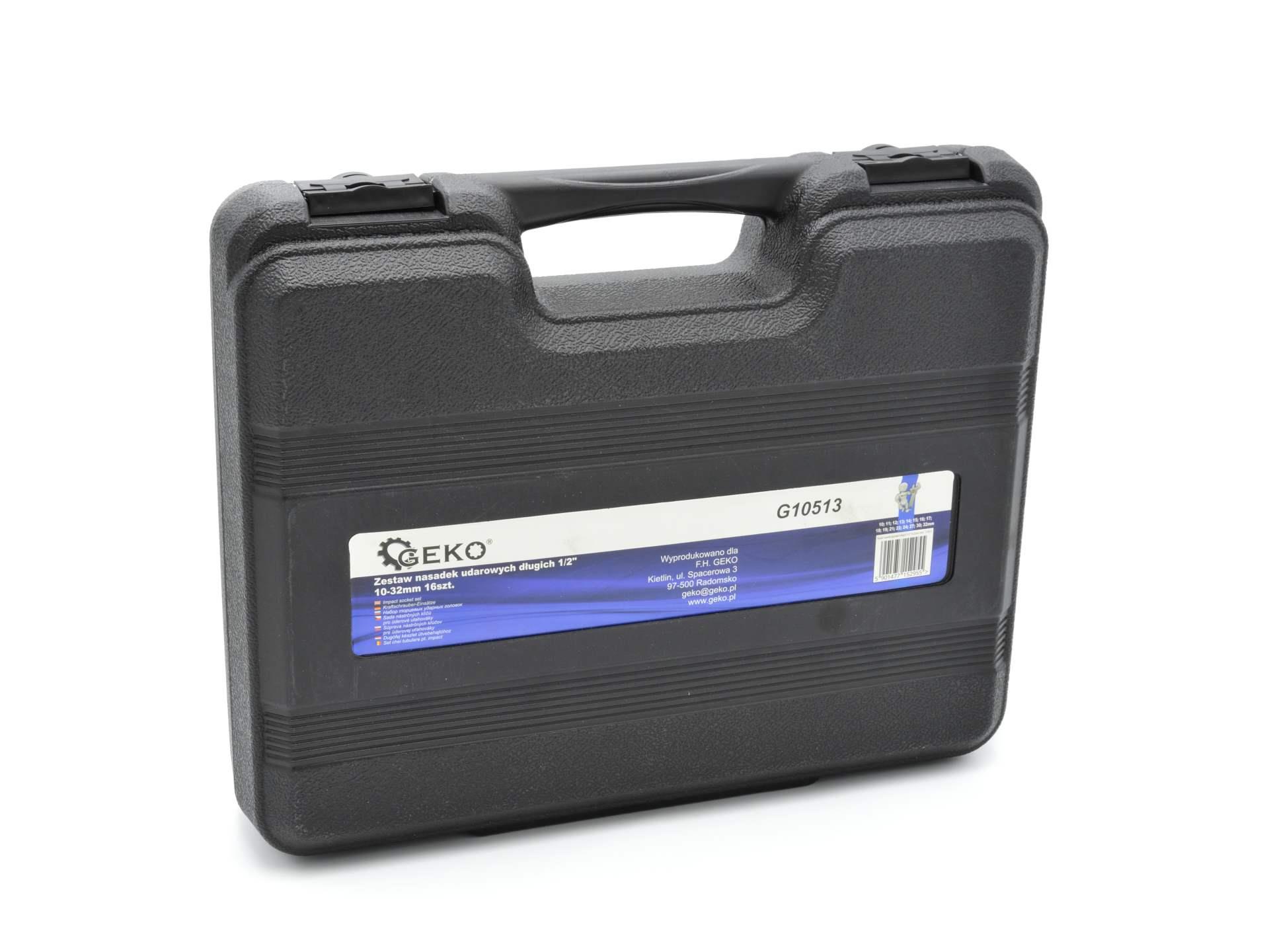 GEKO G10513 Příklepové nástrčné klíče hlavice 1/2" 10 - 32mm 16ks sada
