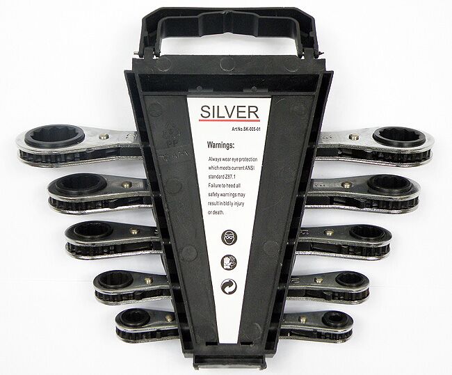 SILVER SK-005-01 Sada klíčů 5ks ráčnové klíče SADA 6-22mm klíče s ráčnou