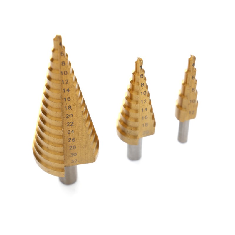 Kraft&Dele KD10244 Sada stupňovité kuželové vrtáky stromečkové 4-32mm HSS 3 ks