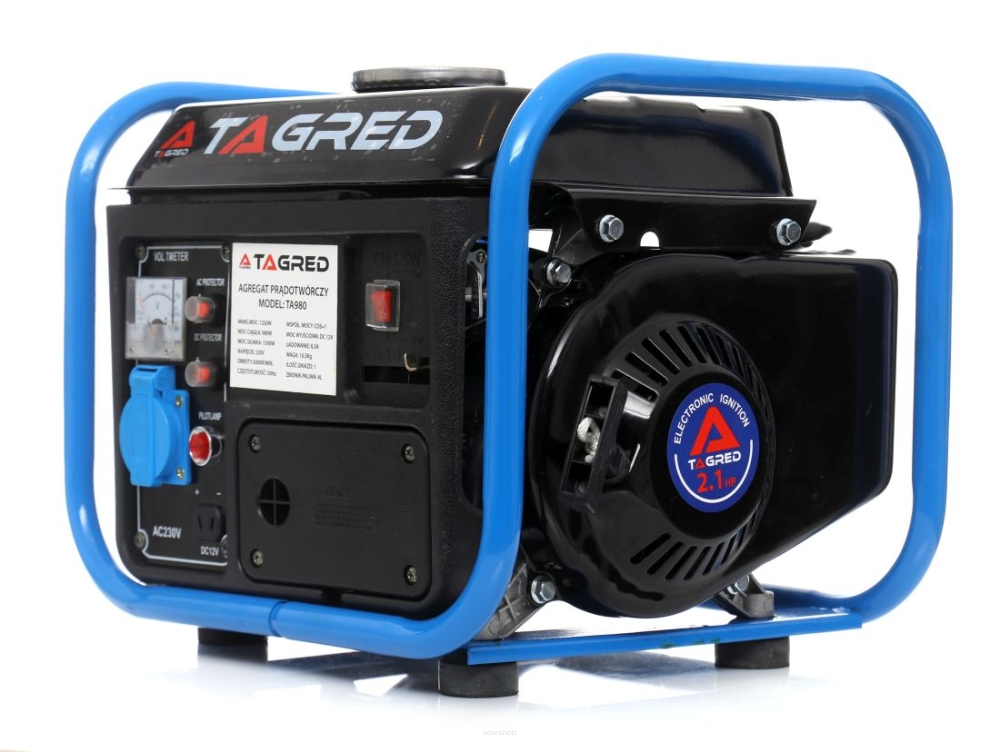 A240 Tagred TA980 Jednofázová benzinová elektrocentrála 1250W 12V 230V + olej