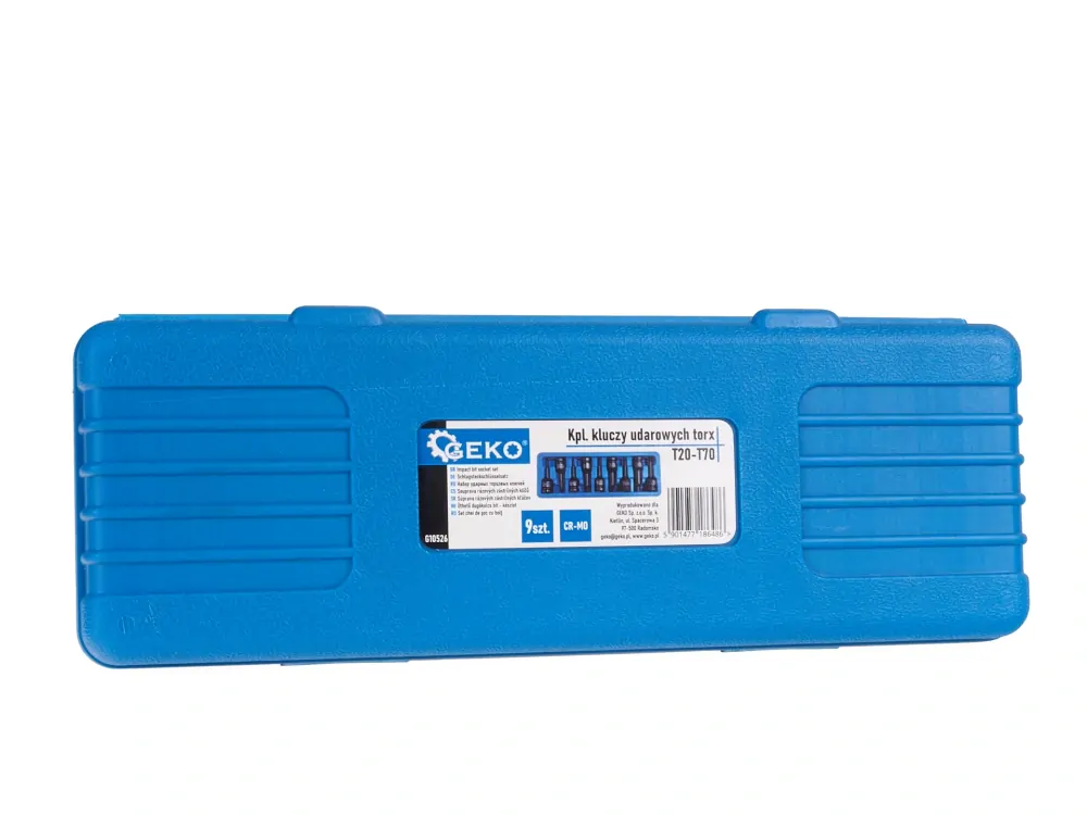 GEKO G10526 Nástrčné hlavice rázové klíče 9 ks T20-T70 CR-MO