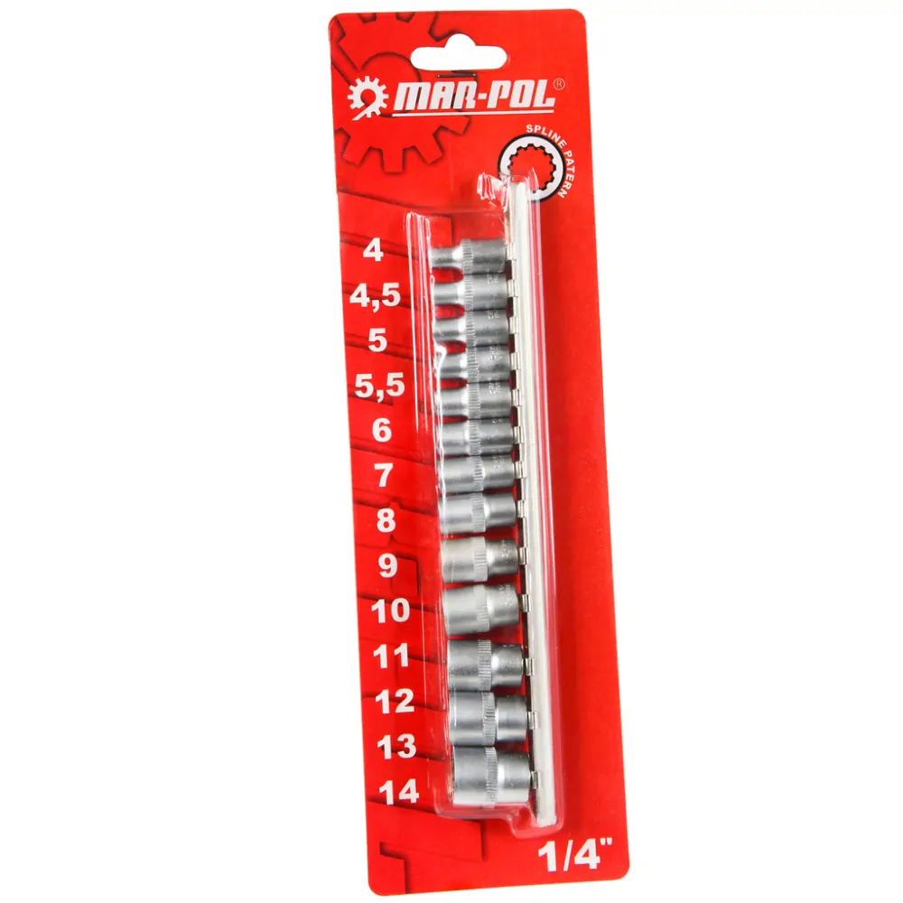 MAR-POL M66419 Nástrčné klíče SPLINE 1/4" 4-14mm 13ks