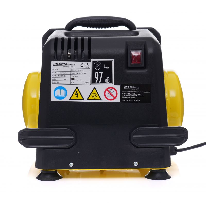 KRAFT&DELE KD1415 1,5HP Bezolejový kompresor 6l 8bar 180l/m