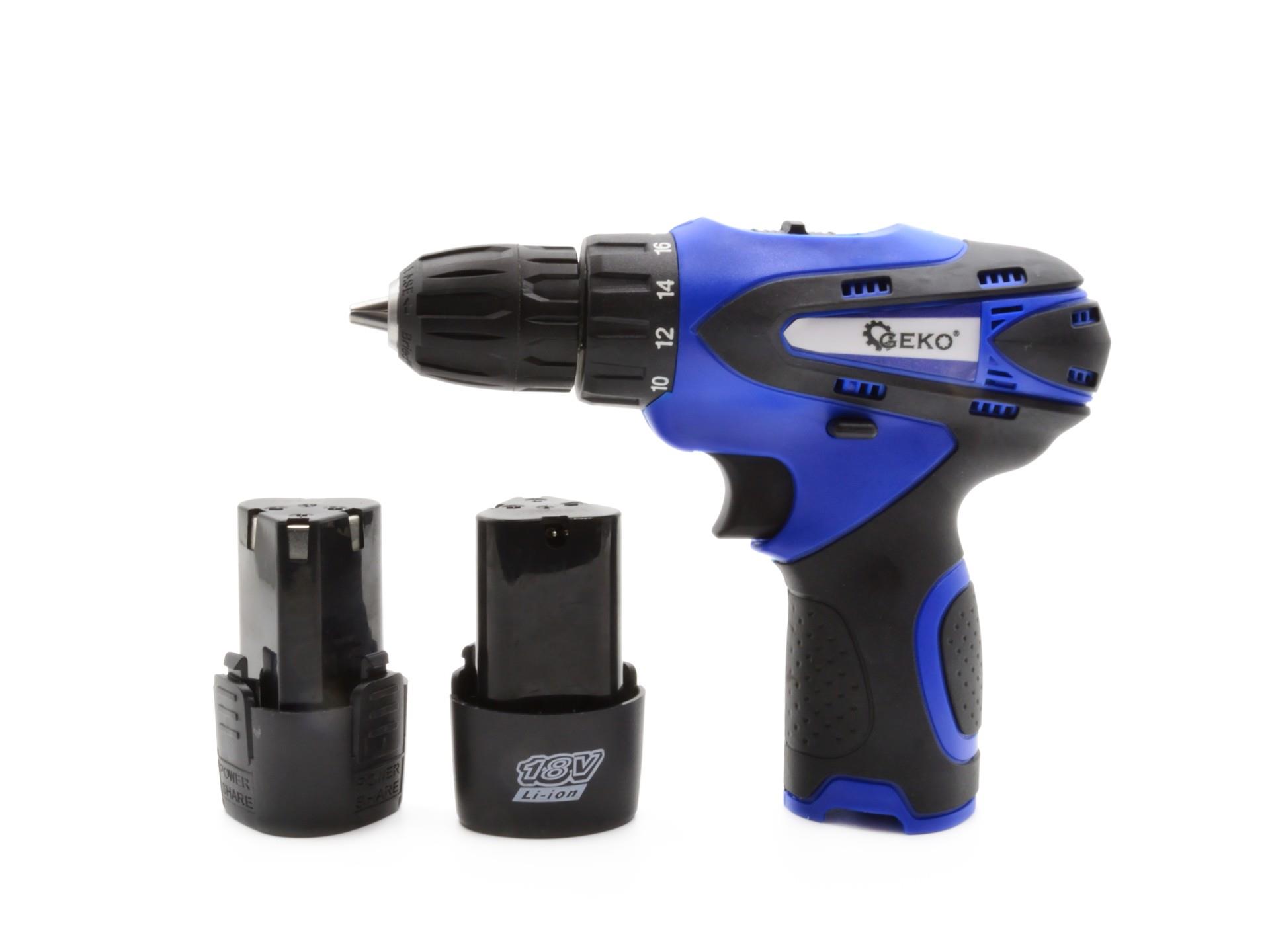 GEKO G80653 18V AKU VRTAČKA Li-Ion, aku šroubovák 10mm + 2 BATERIE SADA