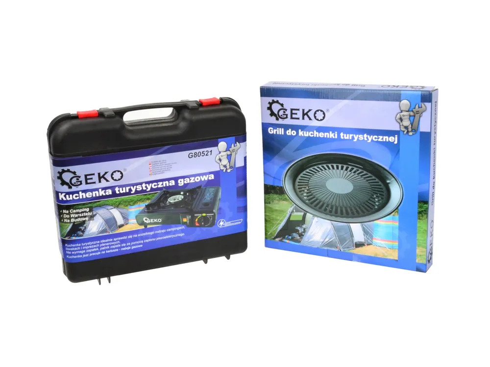 GEKO G80521 Turistický plynový vařič sporák + nástavec na grilováni