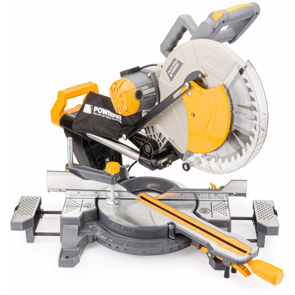 POWERMAT PM-UK-2200M Pokosová pila na dřevo 2200W, řezačka + příslušenství