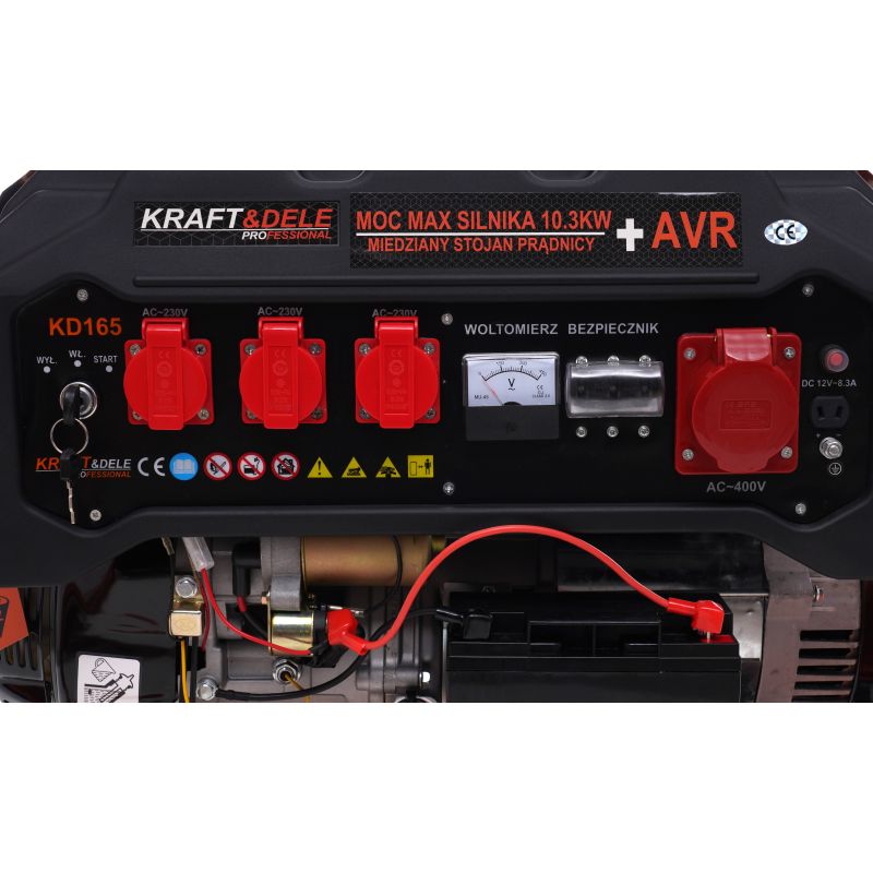 Kraft&Dele KD165 Elektrocentrála 5500W generátor proudu AVR 12V 230V 380V s kolečky