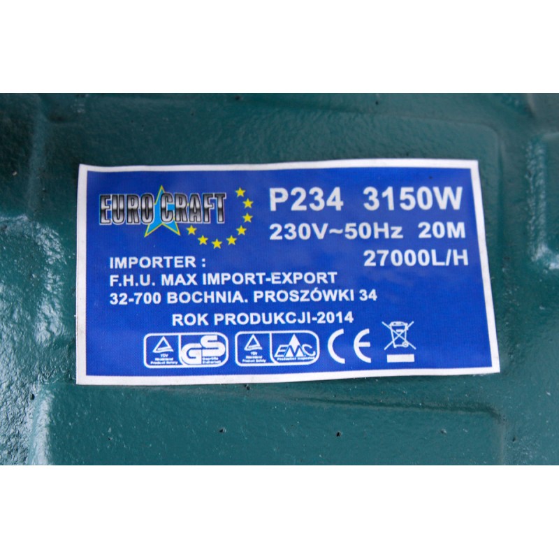 EUROCRAFT P234 Čerpadlo na vodu do septiku s nožem 3150W