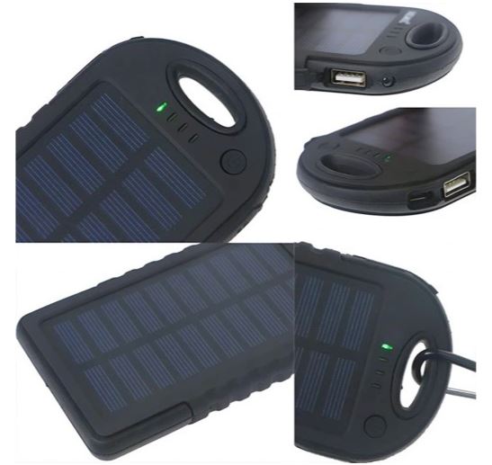 SOLÁRNÍ ZÁLOŽNÍ ZDROJ POWER BANKA 5000mAh 2x USB baterka lampa