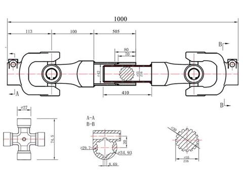 GEKO G72311 Kloubový kardanový hřídel s krytem frezový 1000mm