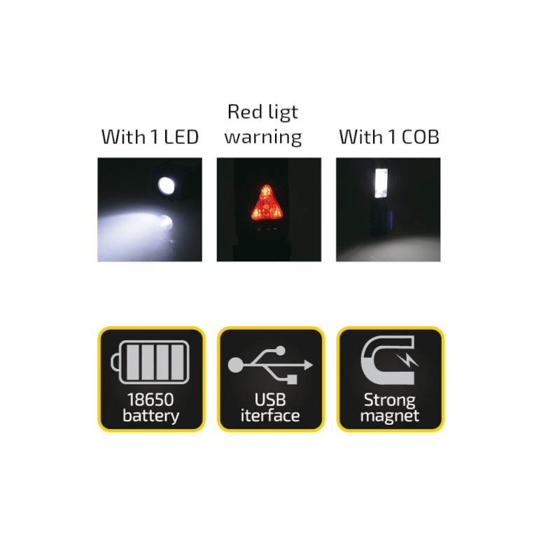 IRMA LWL5 Dílenské svítidlo lampa baterka COB LED 3v1 AKU + USB