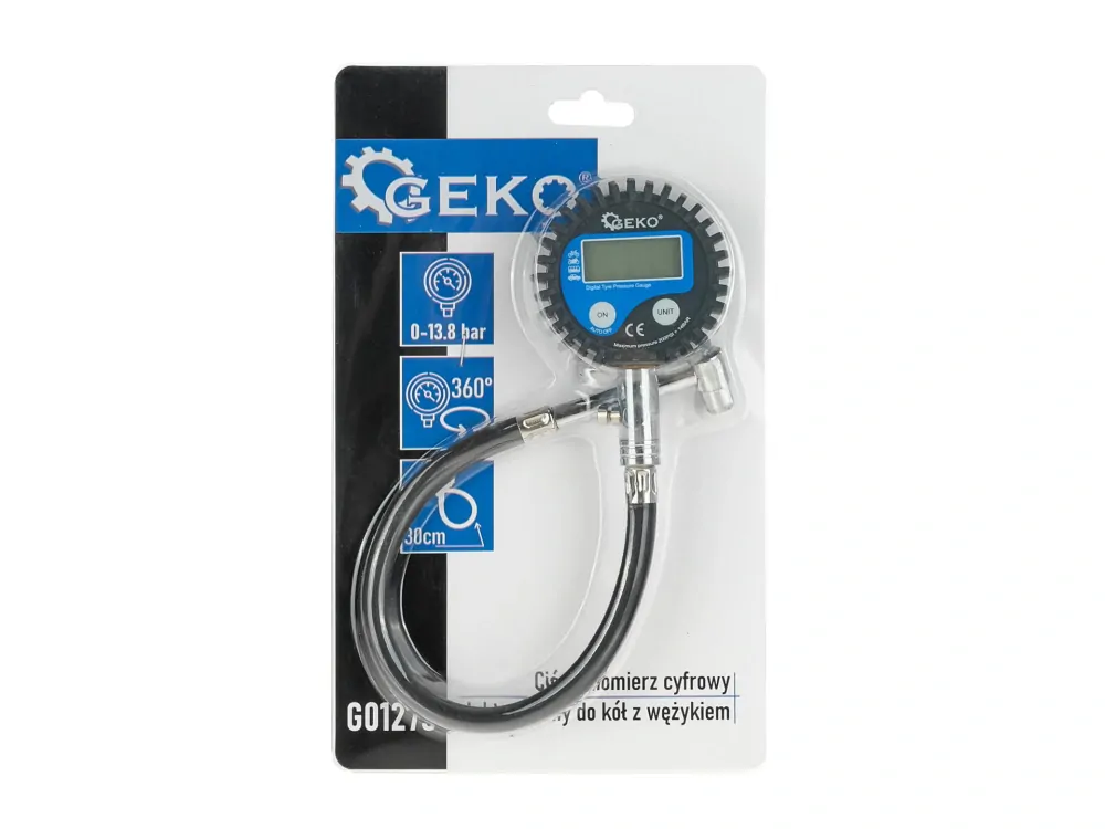 GEKO G01273 Digitální - elektronický tlakoměr na kola s hadičkou