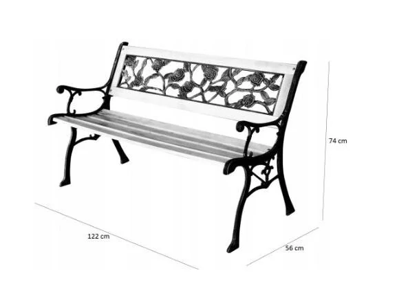 A270 Elegantní zahradní lavička lavice ROSE 122x56x74cm