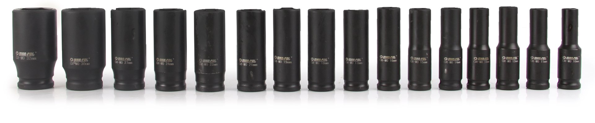 MAR-POL M58256 Nástrčné klíče hlavice sada 1/2" 10-32mm 16ks