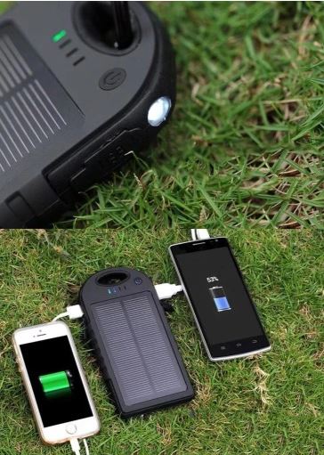 SOLÁRNÍ ZÁLOŽNÍ ZDROJ POWER BANKA 5000mAh 2x USB baterka lampa