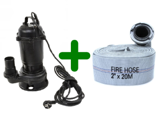 GEKO G81402 550W Ponorné kalové čerpadlo 2" s drtičem WQD 10-8-0,55 + požární hadice sp 20m 2"