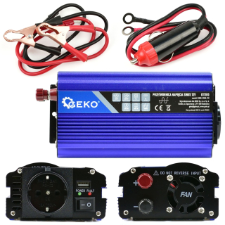 GEKO G17010 Měnič napětí Sinus pro auta, čluny 12V 230V 300W/600W 