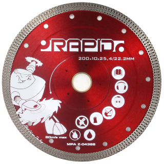 MAR-POL M08709 Kotouč řezný diamantový 200x10x25,4/22,2 na obklad dlažbu RAPID