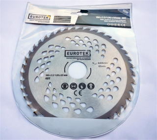 Eurotek 01507 Vidiový kotouč na dřevo 190x32 40z