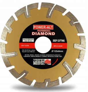 Power-Alt 125-zlota Diamantový kotouč na beton segmentový 125x22,2mm 10ks
