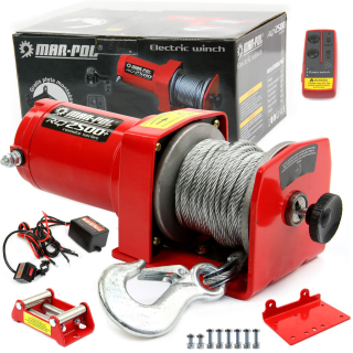 MAR-POL M80762 Elektrický lanový naviják 1133kg 12V RQ2500 s dálkovým ovládáním