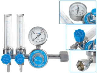 GEKO G80076 Regulátor redukční ventil CO2 / ARGON se dvěma průtokoměry