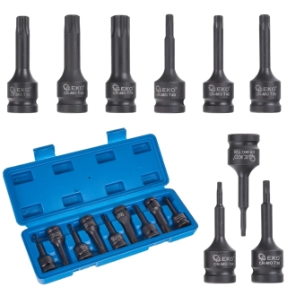 GEKO G10526 Nástrčné hlavice rázové klíče 9 ks T20-T70 CR-MO