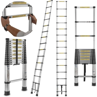 GEKO G02446 Hliníkový teleskopický žebřík 4,4m 150kg
