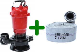MAR-POL M79900 750W KALOVÉ PONORNÉ ČERPADLO S DRTIČEM + POŽÁRNÍ HADICE 20m sp