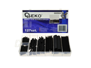 GEKO G02924 Smršťovací černé bužírky pásky na kabely konektory 127ks Sada