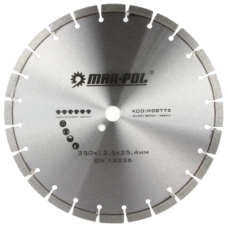 MAR-POL M08775 Diamantový kotouč na asfalt / čerstvý beton 350x12,5x25,4 mm