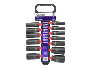 GEKO G10512 Nástrčné, rázové hlavice /klíče 1/2" SADA 13ks dlouhé 10-32mm