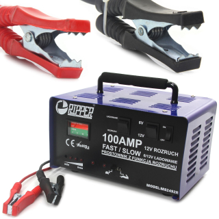 MAR-POL M82492R 100A AUTONABÍJEČKA SE STARTEM 6V/12V + kable RIPPER