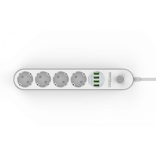 Kraft&Dele KD4030 2m Prodlužovací kabel s USB SE SPÍNAČEM 4 ZÁSUVKY a 4 USB
