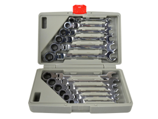 GEKO K00106 SADA 12ks Klíče ráčnové očkoploché s kloubem 8-19mm