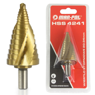 Mar-pol M22324 Stupňový vrták pro plech, plast, kov 1ks 20-34mm